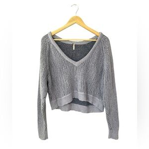 FREE PEOPLE Purple Crop Knit Sweater